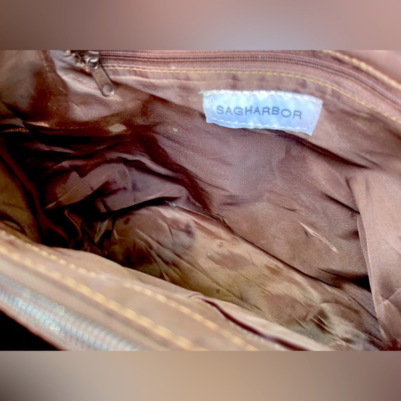 HP 🥳 Elegant Vintage Brown and Cream Sag Harbor Double Handled Shoulder Bag - Picture 7 of 7